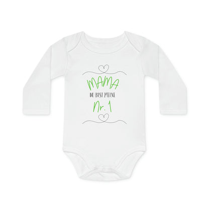 Organic long sleeve baby romper - Mom is my number 1 (variant 2)