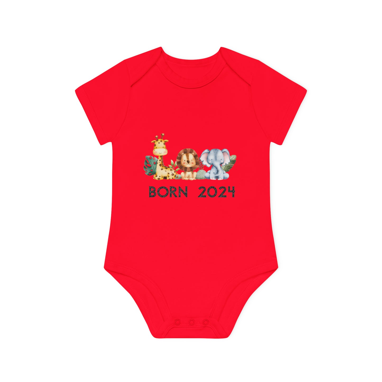 Short-sleeved organic bodysuits - born 2024 (variant animals 2)