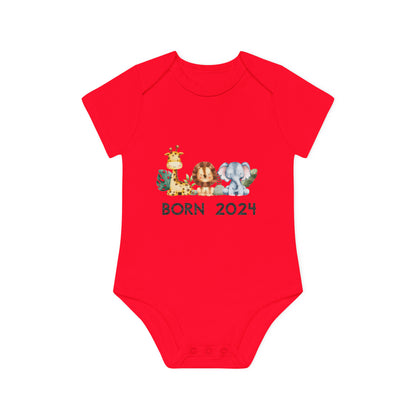 Short-sleeved organic bodysuits - born 2024 (variant animals 2)