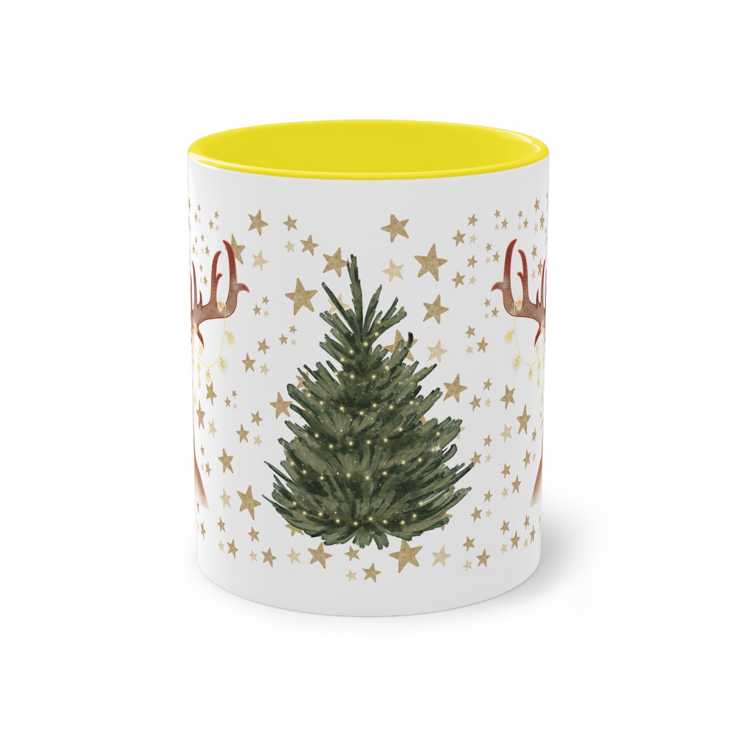 weihnachtliche Rentiere - Zwei-Ton-Kaffeetasse