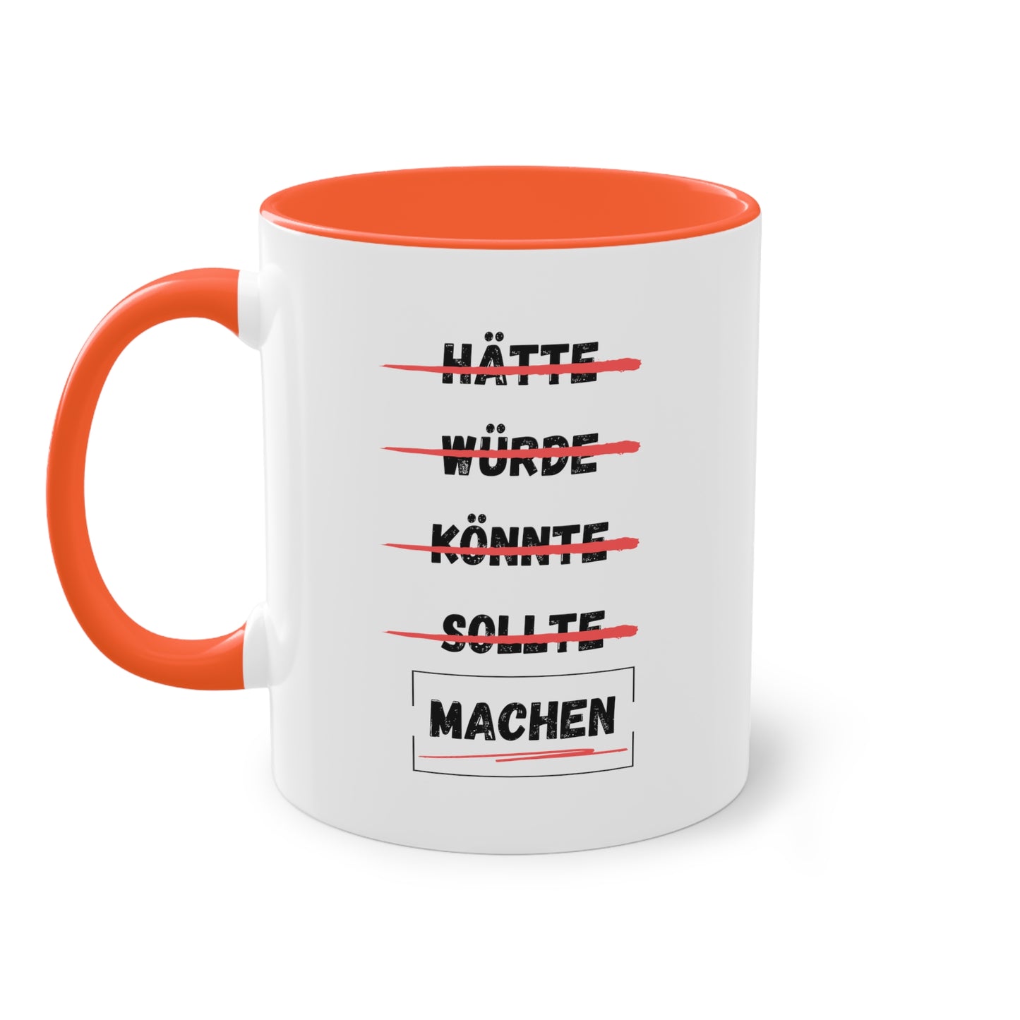 Hätte, würde, könnte, sollte, machen - Zwei-Ton-Kaffeetasse