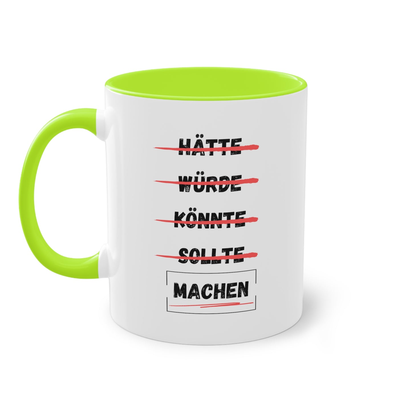 Hätte, würde, könnte, sollte, machen - Zwei-Ton-Kaffeetasse