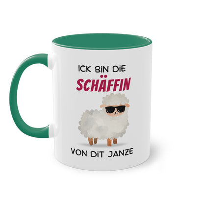 Ick bin die Schäffin von dit Janze - Zwei-Ton-Tasse