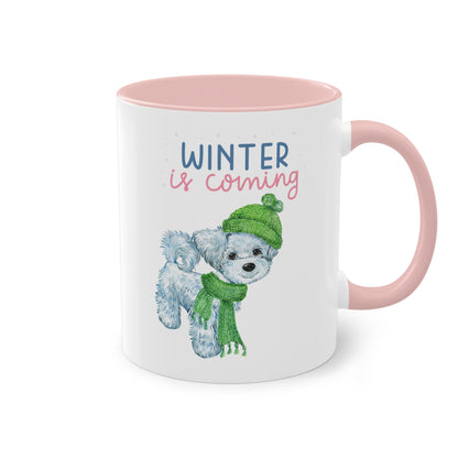 Winter is coming kleiner Hund - Zwei-Ton-Kaffeetasse