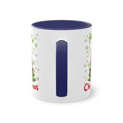 Merry Christmas Wichtel mit Tannenbaum - Zwei-Ton-Kaffeetasse