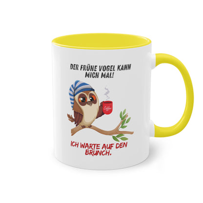 Der frühe Vogel kann mich mal, ich warte auf den Brunch - Zwei-Ton-Kaffeetasse