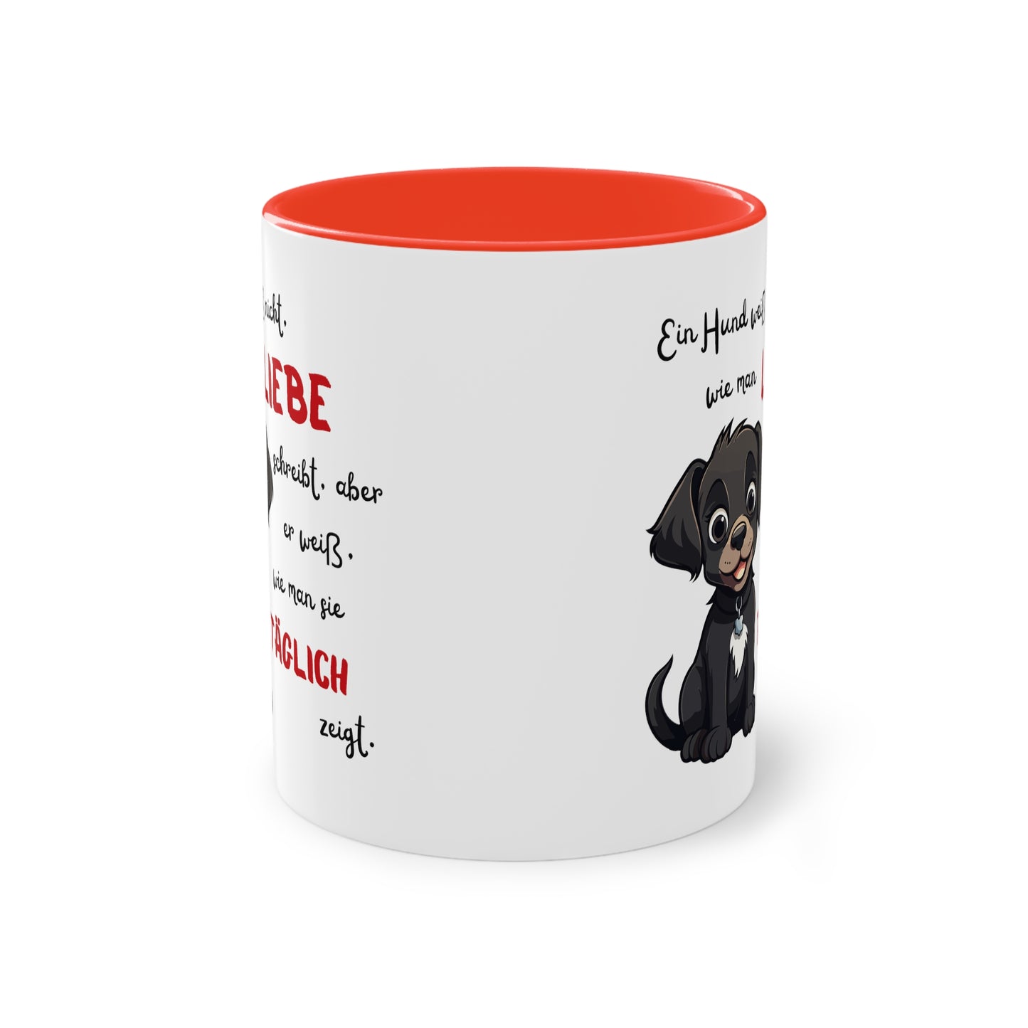 Ein Hund weiß nicht, wie man Liebe schreibt aber - Zwei-Ton-Kaffeetasse