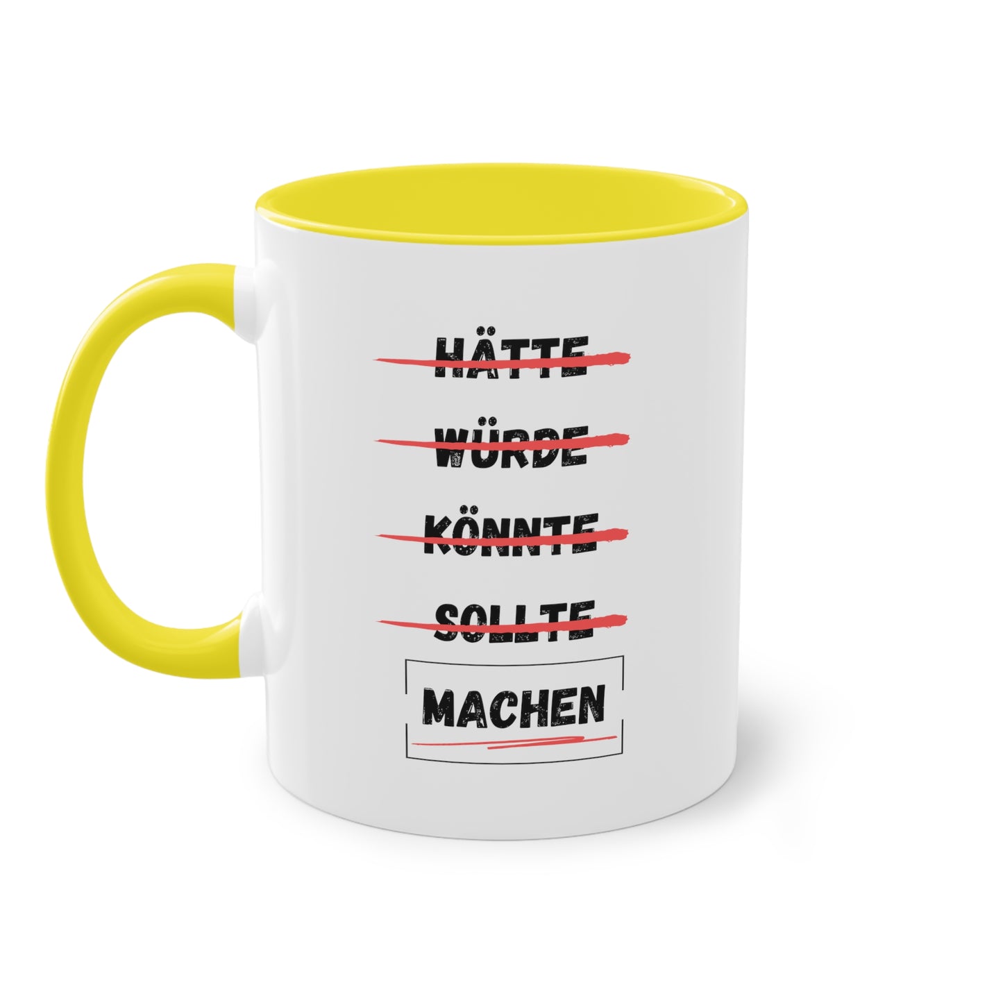 Hätte, würde, könnte, sollte, machen - Zwei-Ton-Kaffeetasse