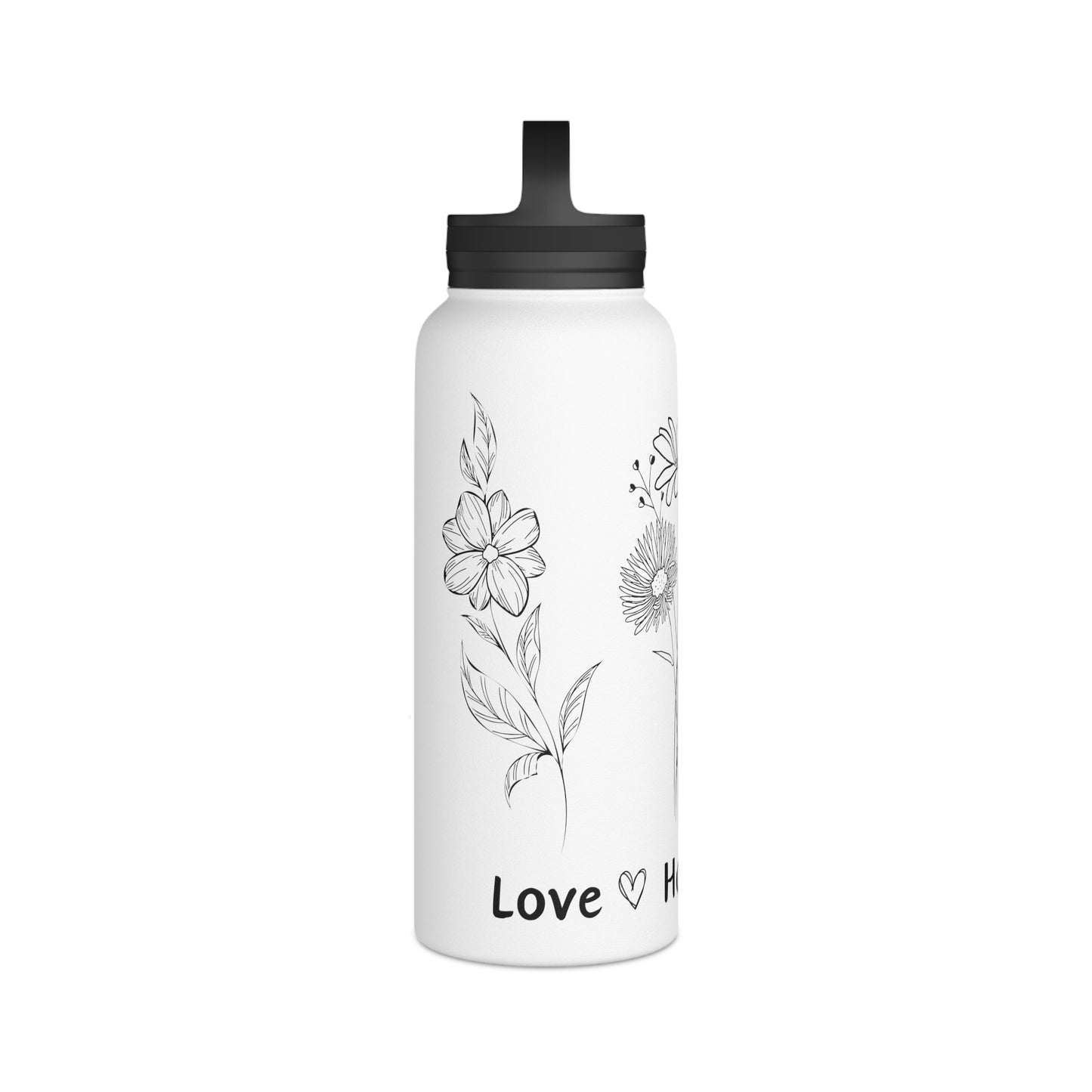 Love, Hope, Faith - Edelstahl-Wasserflasche