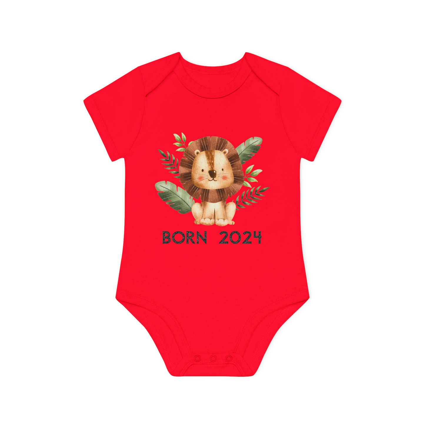 Short-sleeved organic bodysuits - born 2024 (variant lion 3)