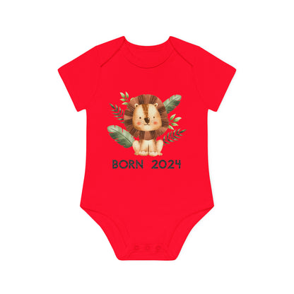 Short-sleeved organic bodysuits - born 2024 (variant lion 3)