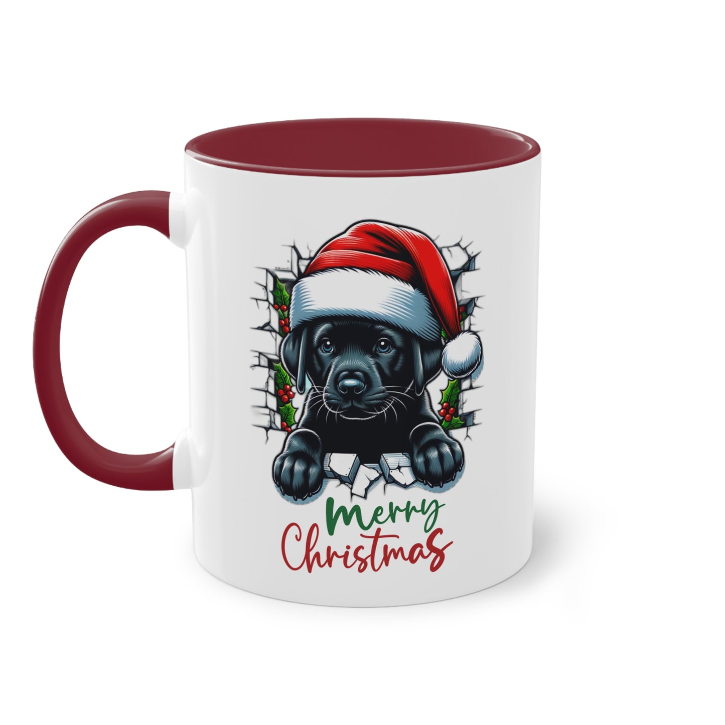 Merry Christmas Welpe - Zwei-Ton-Kaffeetasse