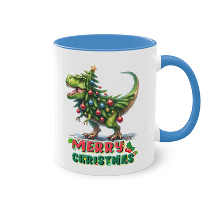 Merry Christmas T-Rex - Zwei-Ton-Kaffeetasse