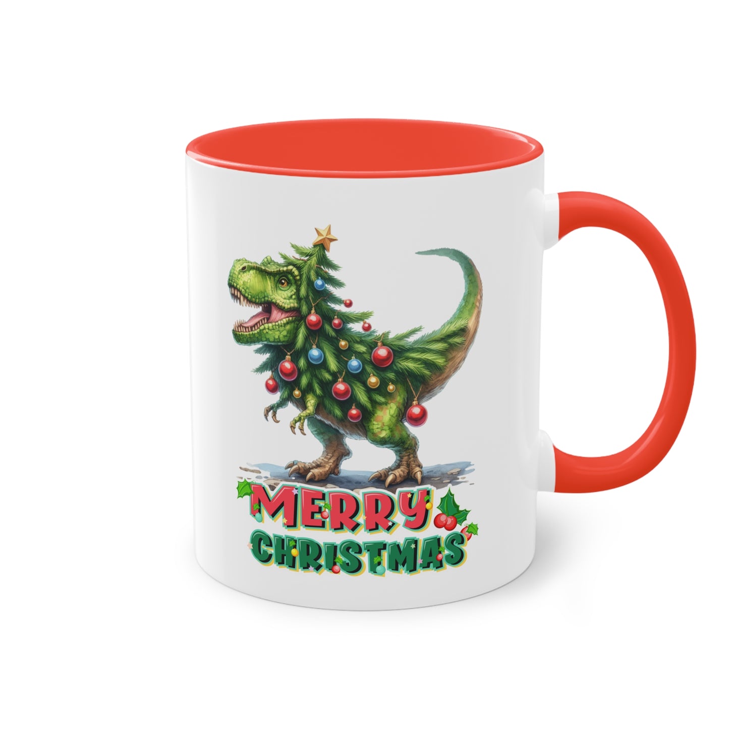 Merry Christmas T-Rex - Zwei-Ton-Kaffeetasse