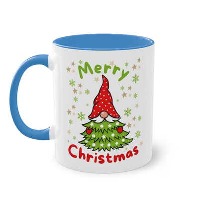 Merry Christmas Wichtel mit Tannenbaum - Zwei-Ton-Kaffeetasse