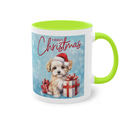 Hund Merry Christmas (1) - Zwei-Ton-Kaffeetasse