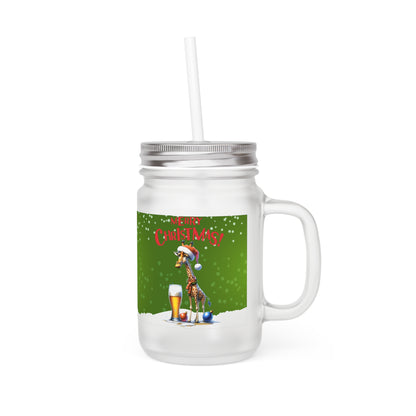 Merry Christmas Giraffe  - Mason Jar