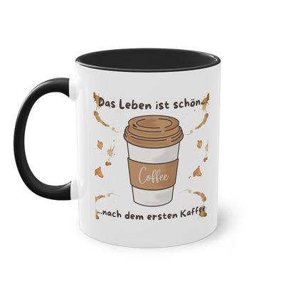 Das Leben ist schön, nach dem ersten Kaffee - Zwei-Ton-Kaffeetasse