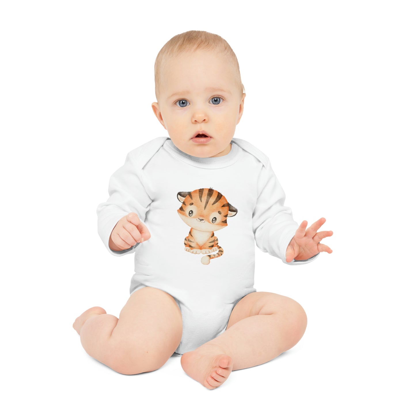 Bio-Langarm-Baby-Strampler - Tiger