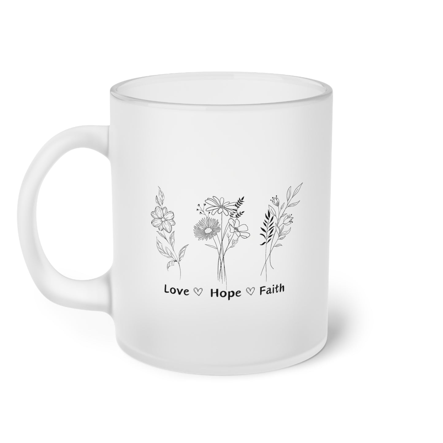 Love, Hope, Faith - Milchglastasse