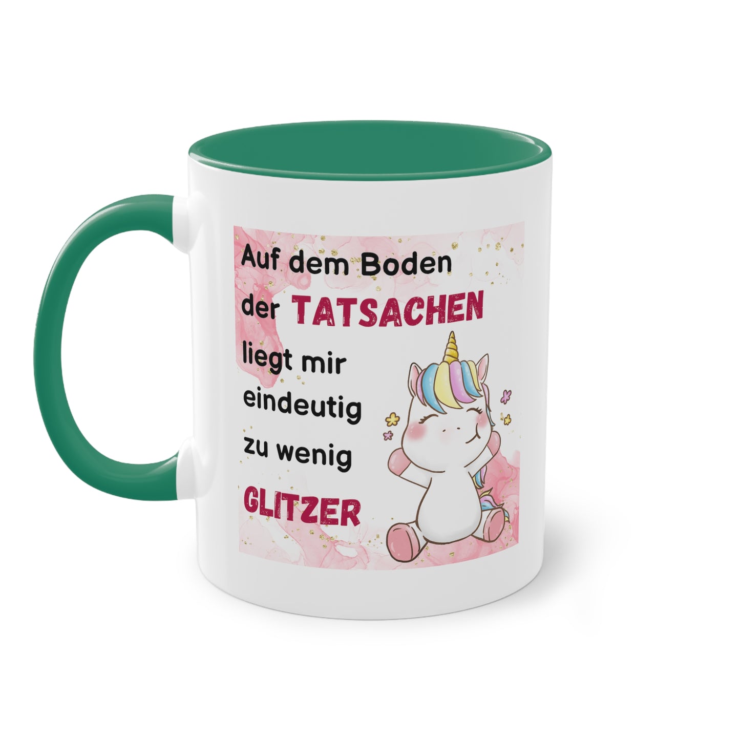 Auf dem Boden der Tatsachen liegt mir eindeutig zu wenig Glitzer - Zwei-Ton-Kaffeetasse