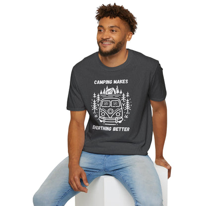 Camping makes everything better - Unisex Softstyle T-Shirt