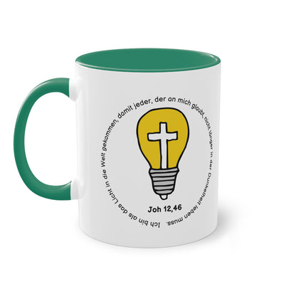 Ich bin als das Licht in die Welt gekommen, damit jeder, der an mich glaubt - Zwei-Ton-Tasse