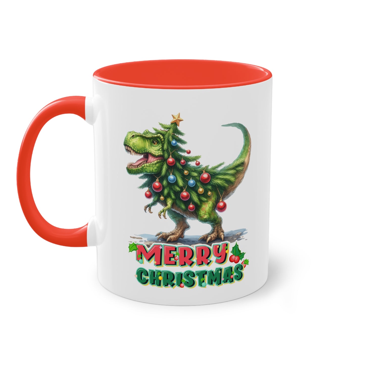 Merry Christmas T-Rex - Zwei-Ton-Kaffeetasse