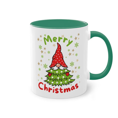 Merry Christmas Wichtel mit Tannenbaum - Zwei-Ton-Kaffeetasse