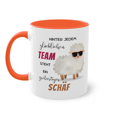 Hinter jedem glücklichen Team steht ein großartiger Schäf - Zwei-Ton-Tasse