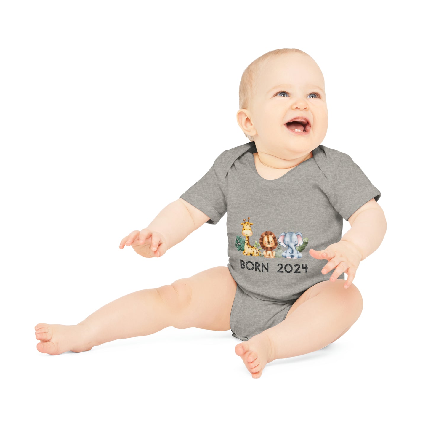 Short-sleeved organic bodysuits - born 2024 (variant animals 2)