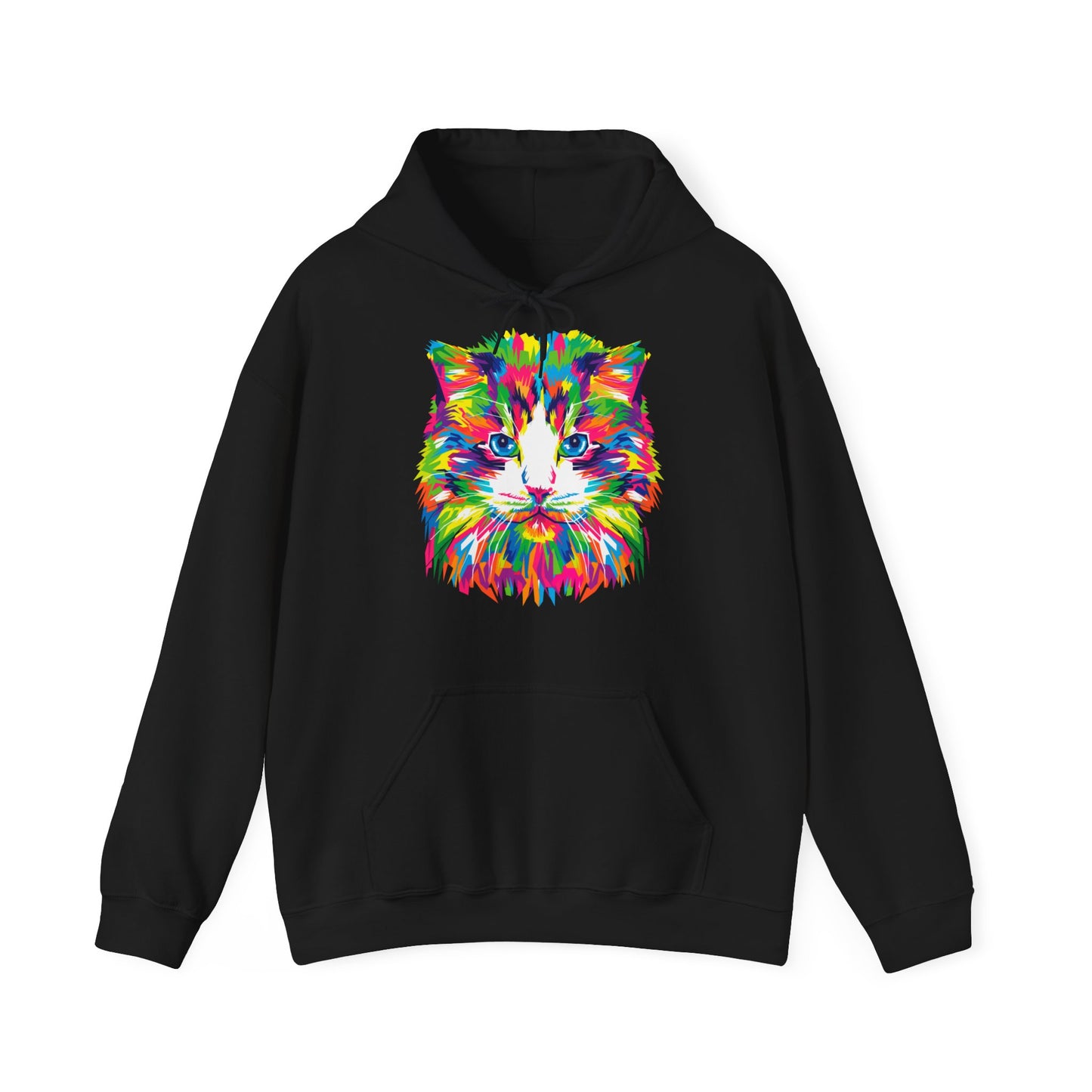 Unisex Hoodie - kunstvolle Katze, bunte Katze