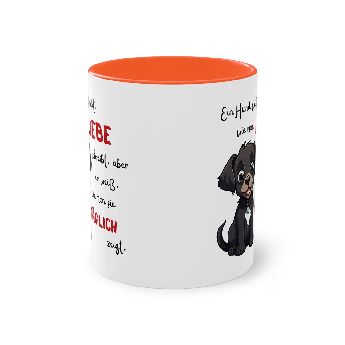 Ein Hund weiß nicht, wie man Liebe schreibt aber - Zwei-Ton-Kaffeetasse