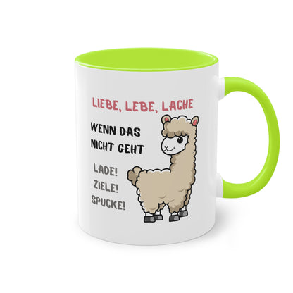 Lebe, liebe Lache. Wenn das nicht hilft... - Zwei-Ton-Kaffeetasse