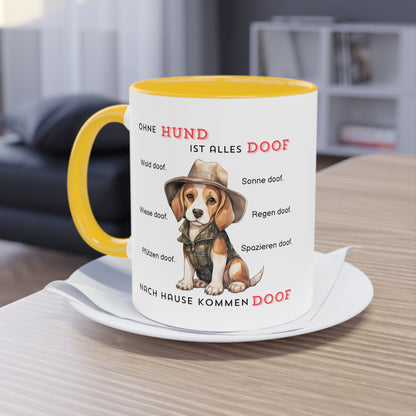 Ohne Hund ist alles doof - Zwei-Ton-Kaffeetasse