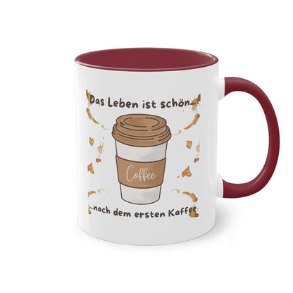 Das Leben ist schön, nach dem ersten Kaffee - Zwei-Ton-Kaffeetasse