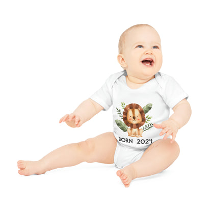 Short-sleeved organic bodysuits - born 2024 (variant lion 3)