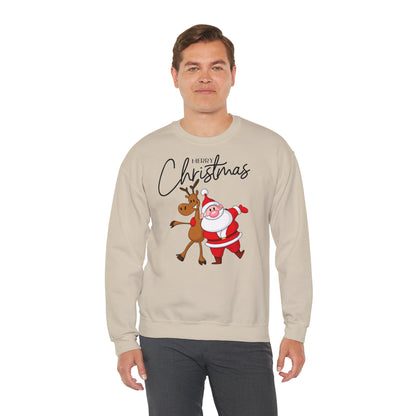 Merry Christmas Rentier und Santa  - Unisex Sweatshirt