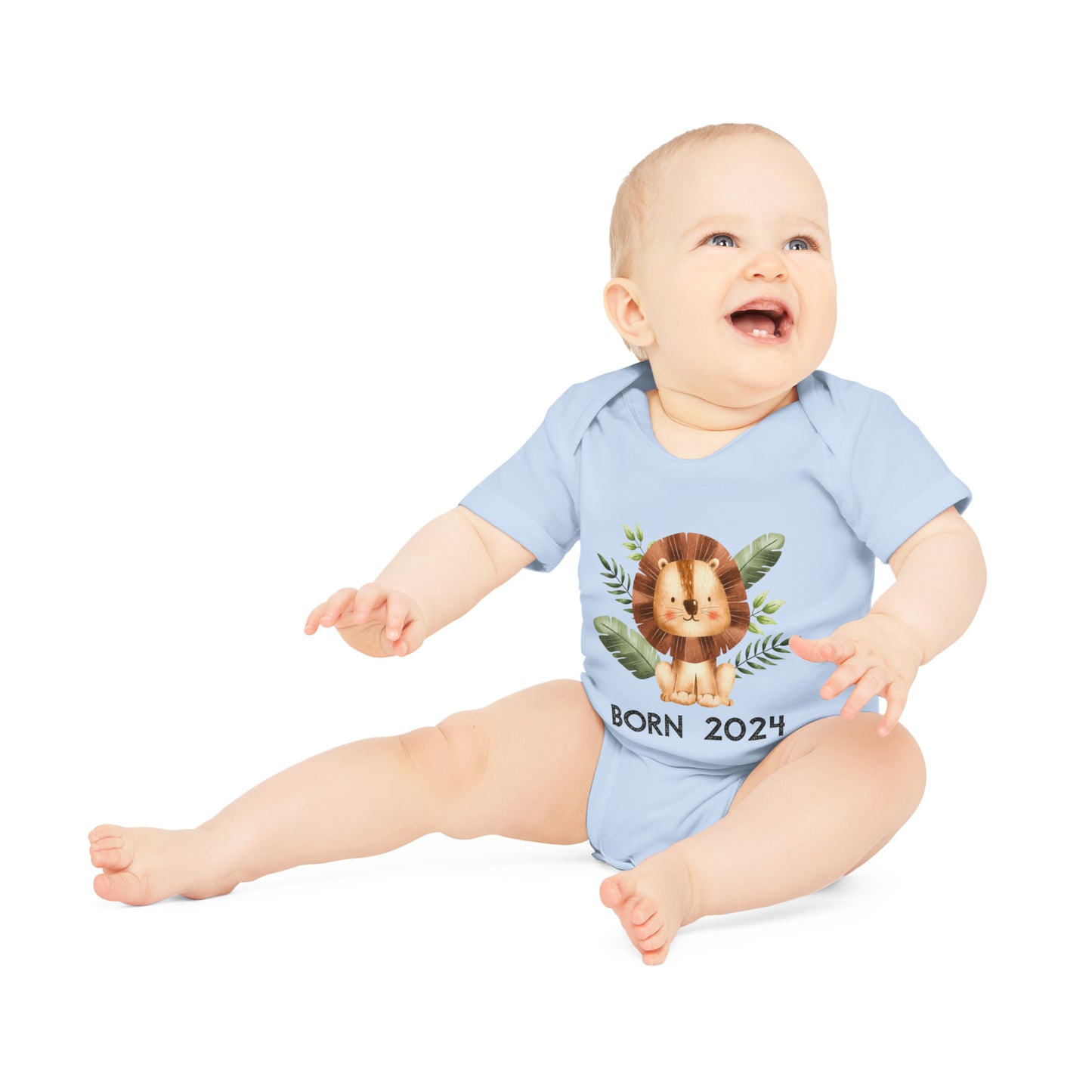 Short-sleeved organic bodysuits - born 2024 (variant lion 3)