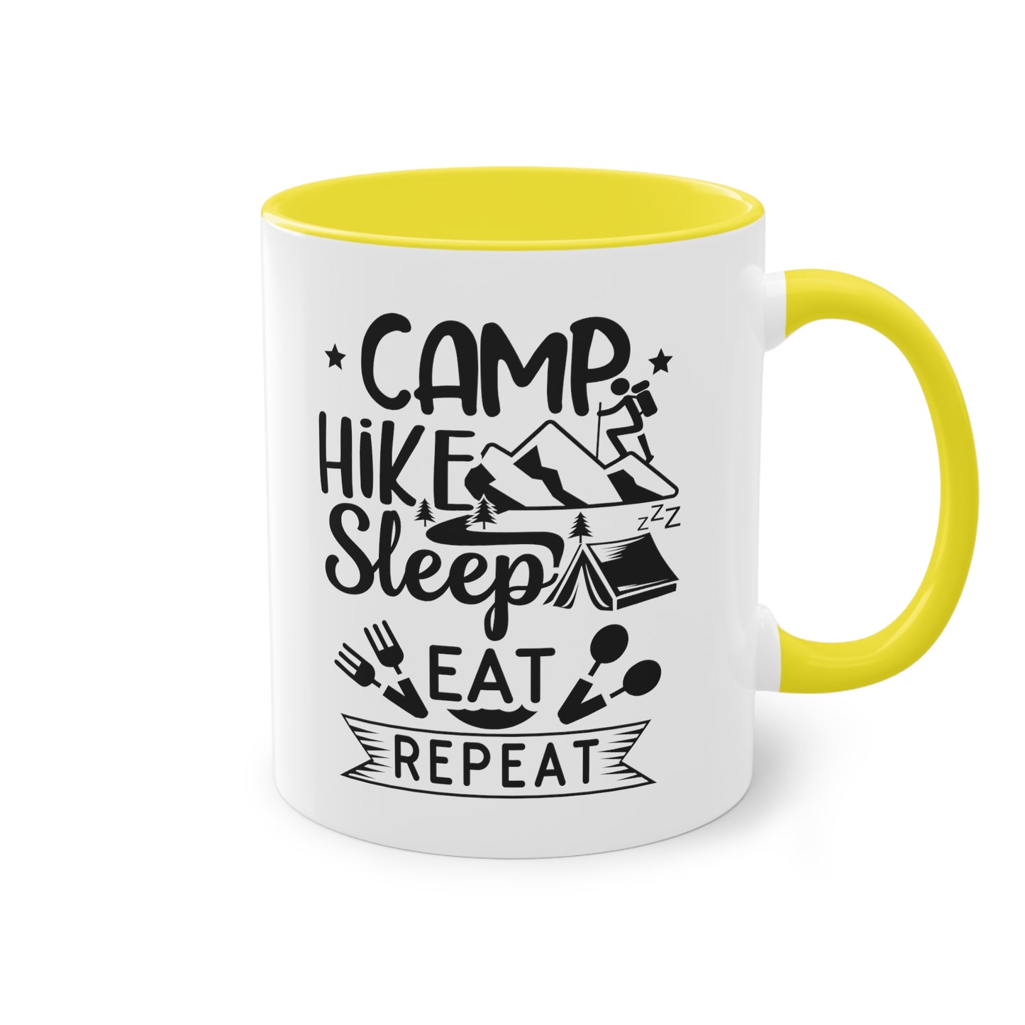 Camp, Hike, Sleep, Eat, Repeat - Zwei-Ton-Kaffeetasse