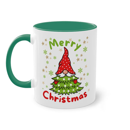 Merry Christmas Wichtel mit Tannenbaum - Zwei-Ton-Kaffeetasse