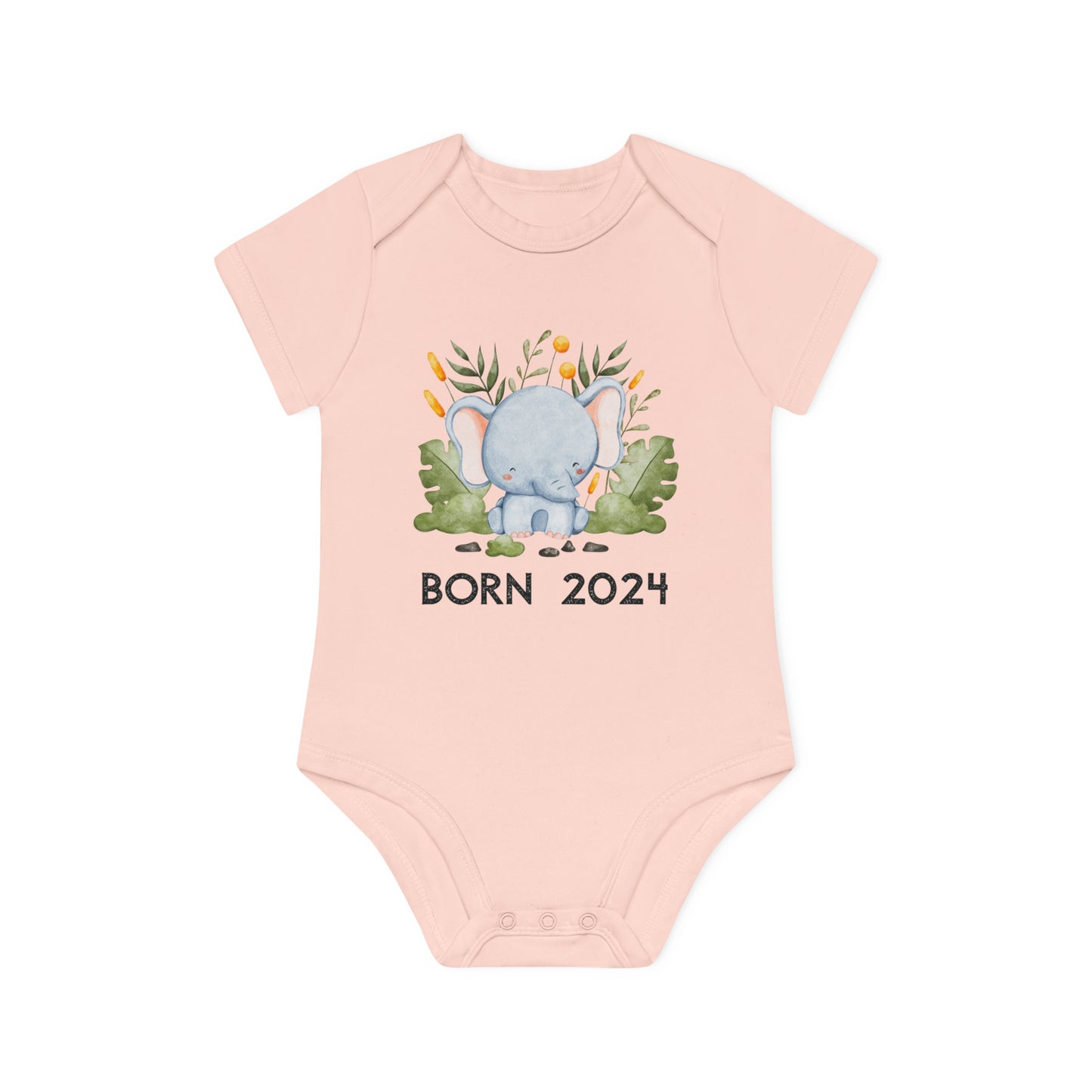 Kurzarm-Bio-Bodysuits - born 2024 (Variante Elefant 2)