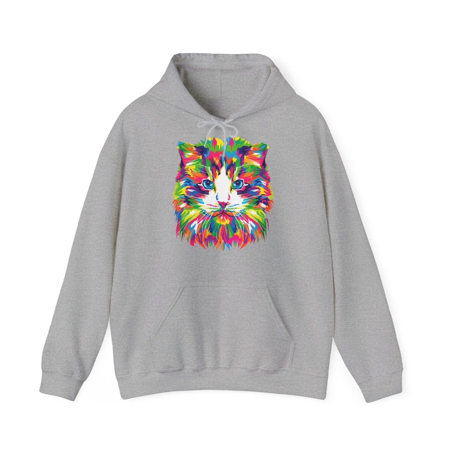 Unisex Hoodie - kunstvolle Katze, bunte Katze