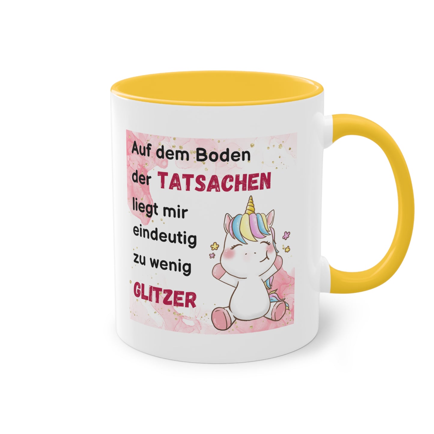 Auf dem Boden der Tatsachen liegt mir eindeutig zu wenig Glitzer - Zwei-Ton-Kaffeetasse