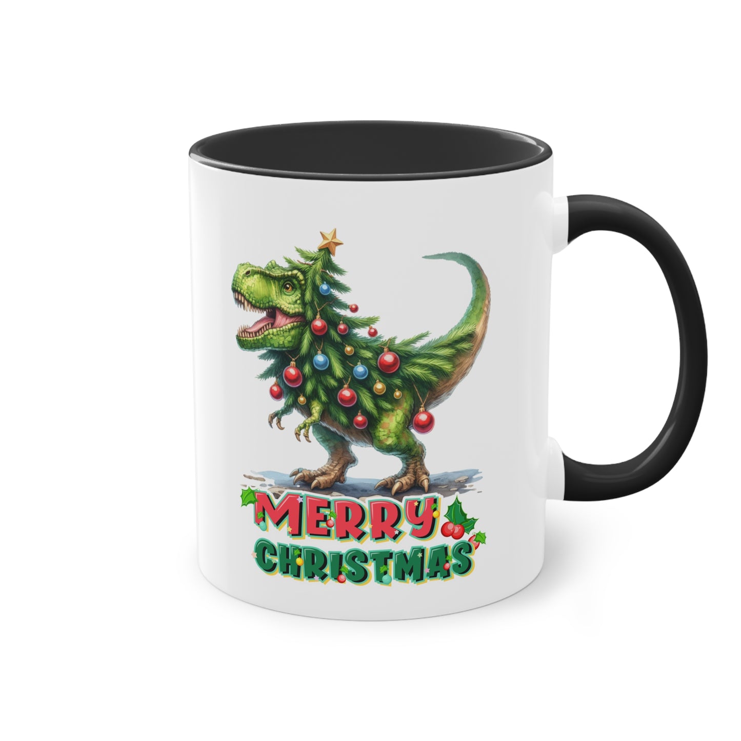 Merry Christmas T-Rex - Zwei-Ton-Kaffeetasse