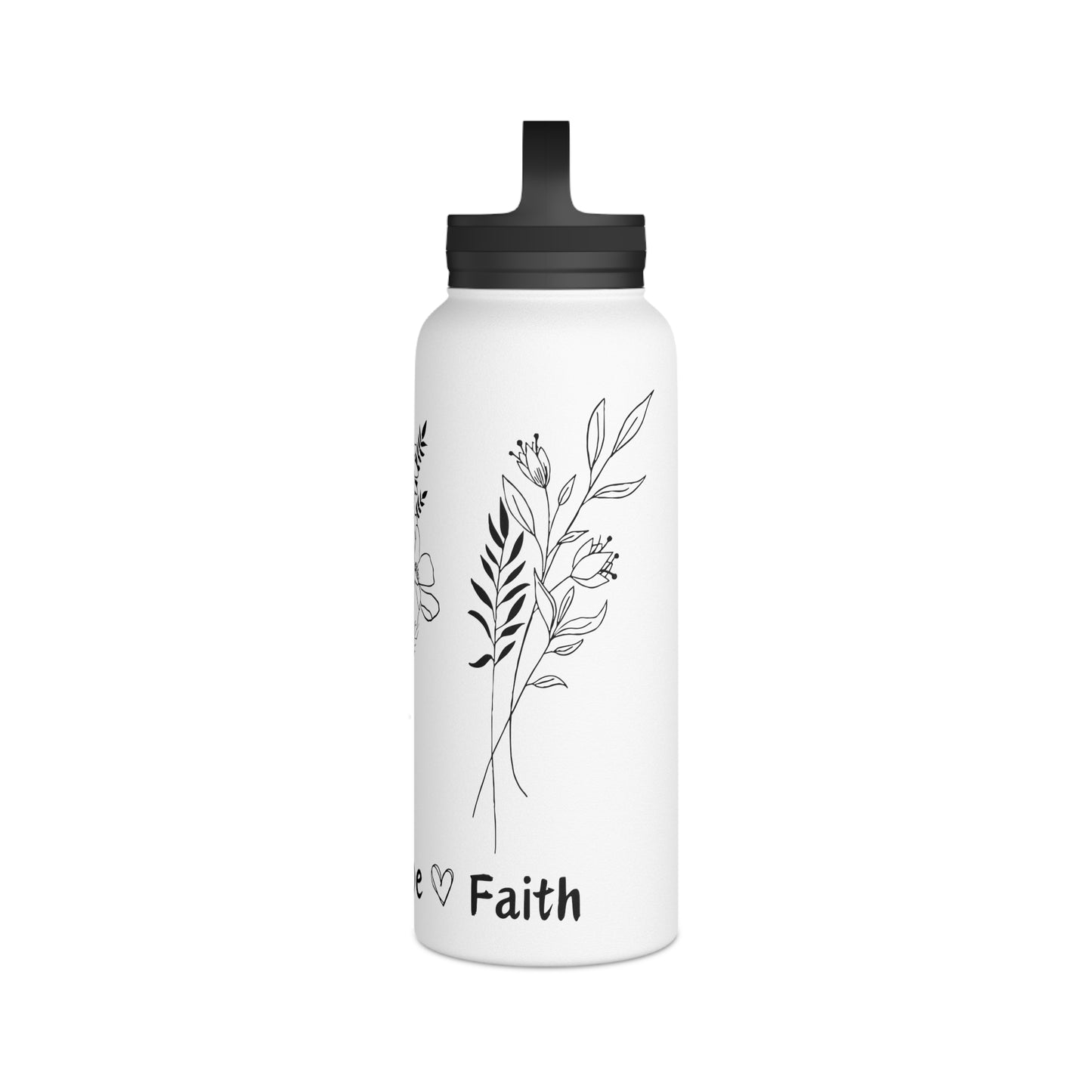 Love, Hope, Faith - Edelstahl-Wasserflasche