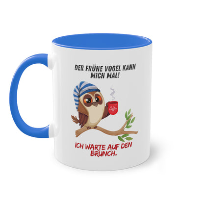 Der frühe Vogel kann mich mal, ich warte auf den Brunch - Zwei-Ton-Kaffeetasse