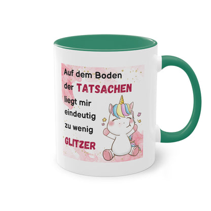 Auf dem Boden der Tatsachen liegt mir eindeutig zu wenig Glitzer - Zwei-Ton-Kaffeetasse