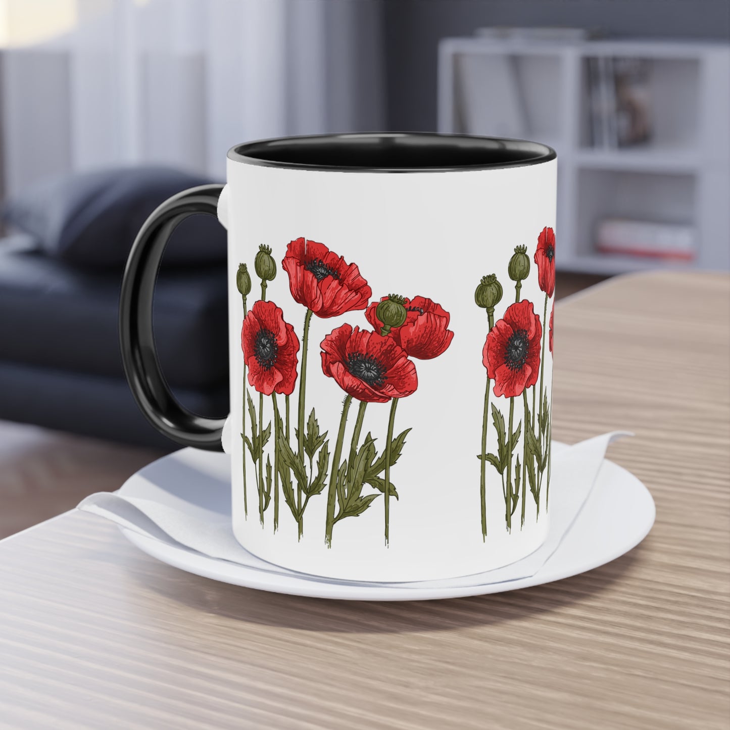 Mohnblumen - Zwei-Ton-Kaffeetasse