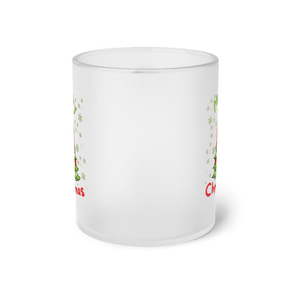 Merry Christmas Wichtel mit Tannenbaum - Milchglas Tasse